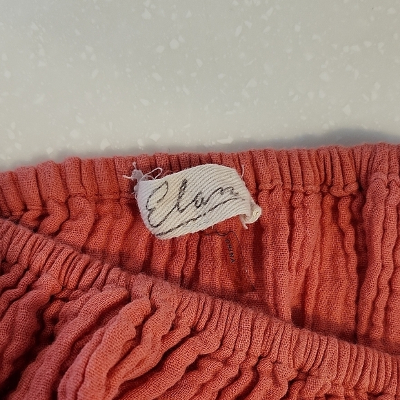 Elan Puff Sleeve Crop Top Off Shoulder Cotton Gauzy Coral Top Size Small - Picture 2 of 6